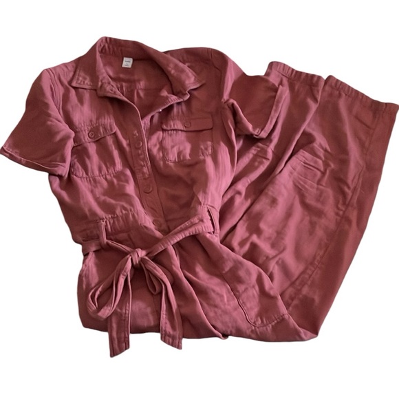 OLD NAVY twill utility jumpsuit collar short sleeve cedarwood women’s small - Picture 5 of 9